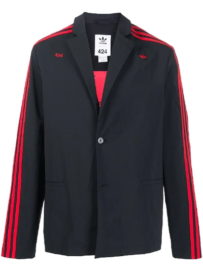 Shop Adidas By 424 Three Stripe Lightweight Blazer In Black