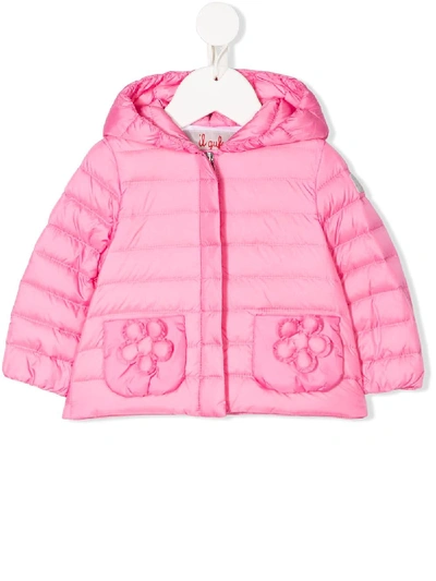 Shop Il Gufo Floral Appliqué Puffer Jacket In Pink