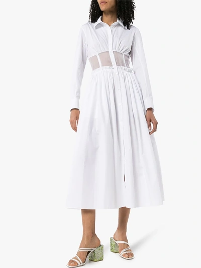 Shop Rosie Assoulin Corset Midi Shirt Dress In White