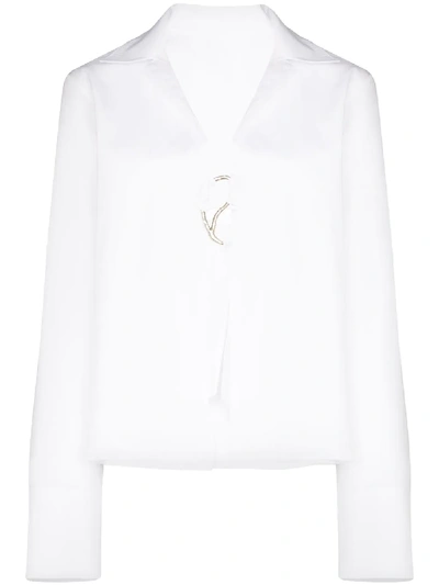 Shop Rosie Assoulin Gwyneth Open Shirt In White
