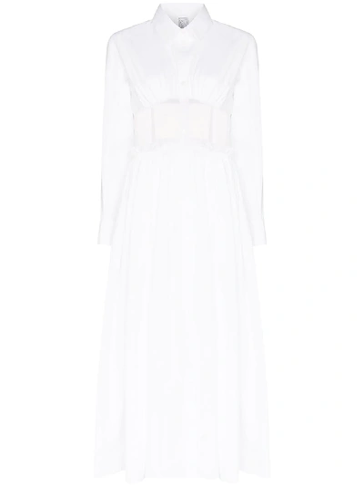 Shop Rosie Assoulin Corset-detailed Midi Shirt Dress In White