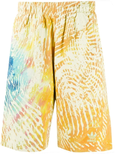 Shop Y-3 Tie-dye Print Track Shorts In Yellow