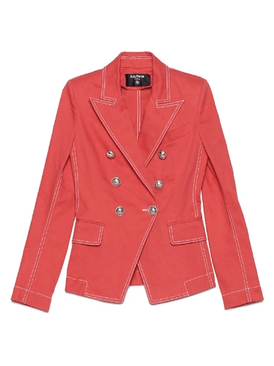 Shop Balmain Blazer In Red