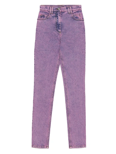 Shop Balmain Acid Wash Jeans In Purple