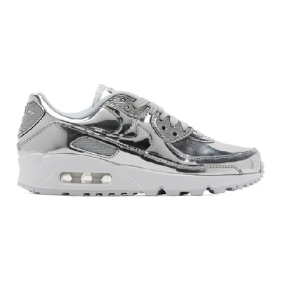 Shop Nike Silver Metallic Chrome Air Max 90 Sneakers In 001 Silver