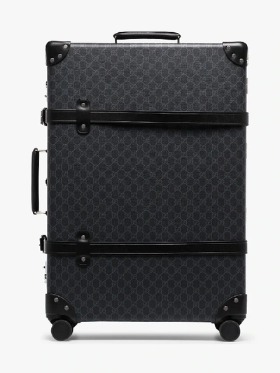 Shop Gucci Black Globe-trotter Gg Supreme Leather Check-in Suitcase