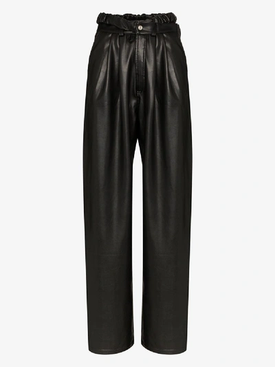 Shop Markoo Wide Leg Faux Leather Trousers In Black
