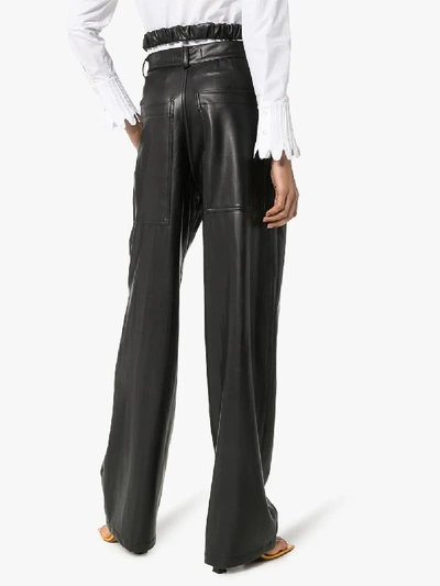 Shop Markoo Wide Leg Faux Leather Trousers In Black