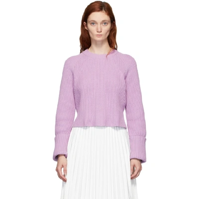 Shop Proenza Schouler Purple  White Label Knit Cropped Sweater In 10330 Mauve