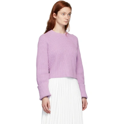 Shop Proenza Schouler Purple  White Label Knit Cropped Sweater In 10330 Mauve