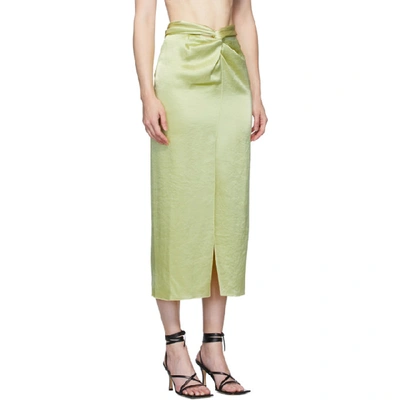 Shop Nanushka Green Satin Twisted Samara Skirt In Lime