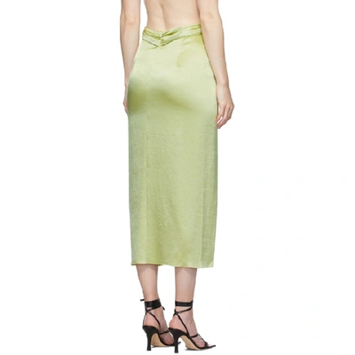 Shop Nanushka Green Satin Twisted Samara Skirt In Lime
