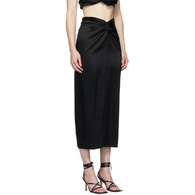Shop Nanushka Black Satin Twisted Samara Skirt