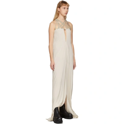 Shop Rick Owens Grey Megalaced Slip Dress In 08 Pearl
