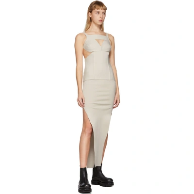 Shop Rick Owens Grey Cut-out Tank Top In 08 Pearl