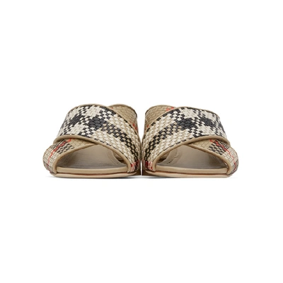 Shop Burberry Beige Check Latticed Heeled Sandals In Archive Bei