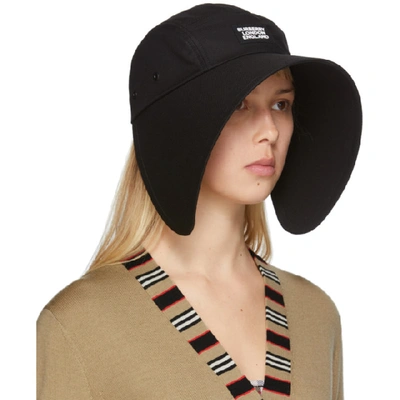 Shop Burberry Black Cotton Bonnet Hat