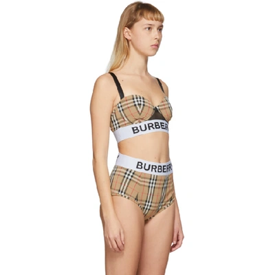 Burberry Bethany Logo Tape Check Underwire Bikini Top In Archive Beige |  ModeSens