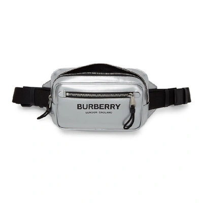 Shop Burberry Silver Coated Canvas Bum Bag