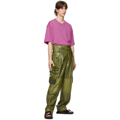 Shop Dries Van Noten Khaki Coated Cargo Pants In Kaki