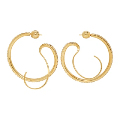 Shop Panconesi Gold Small Upside-down Hoops In Gold/crysta
