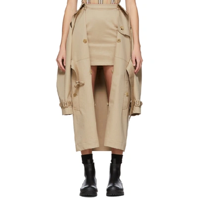 Shop Burberry Beige Trench Coat Miniskirt In Soft Fawn