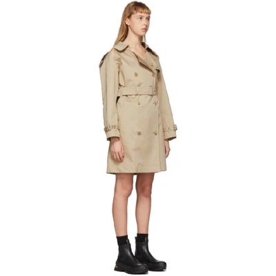 Shop Burberry Beige Trench Coat Miniskirt In Soft Fawn