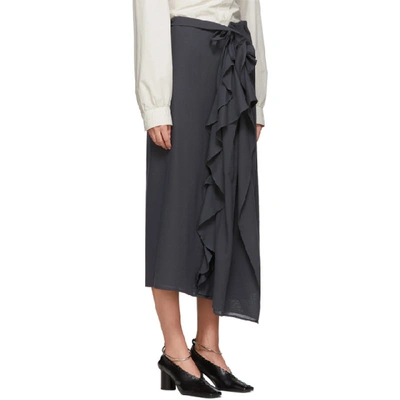 Shop Lemaire Grey Ruffle Skirt In 966 Anthrac