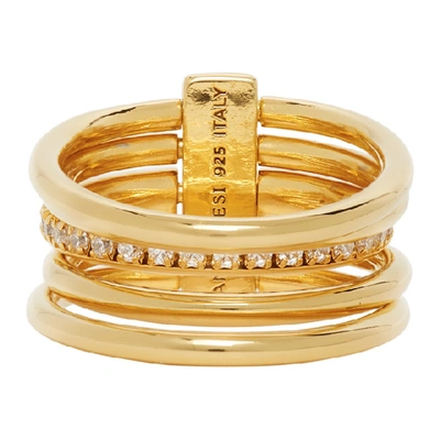 Shop Panconesi Gold Crystal Solar Ring Set In Gold/crysta