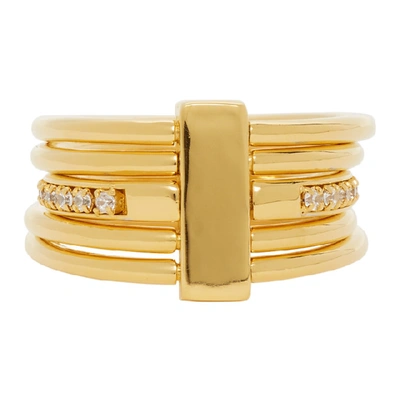 Shop Panconesi Gold Crystal Solar Ring Set In Gold/crysta