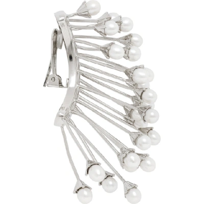 Shop Panconesi Silver Arch Cascade Left Clip-on Earring In Brass/pearl