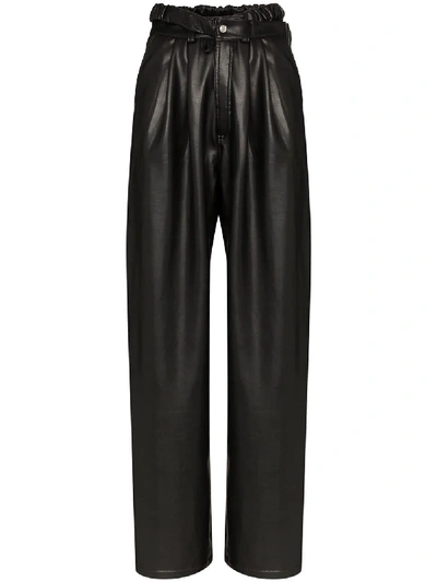 Shop Markoo High-rise Wide-leg Trousers In Black