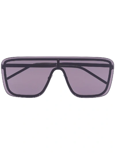 Saint Laurent Black 364 Shield Oversized Sunglasses In Black