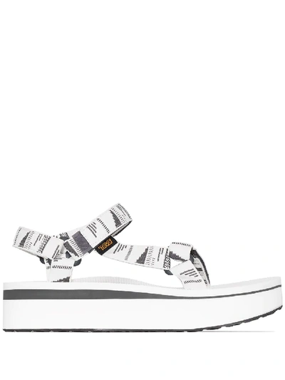 white and grey universal aztec sandals