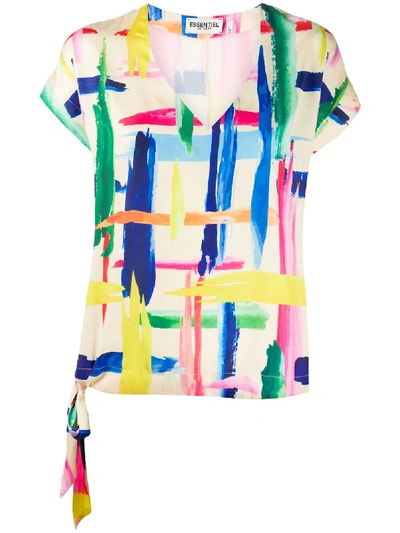 Shop Essentiel Antwerp Veda Brush Stroke Print Top In Pink