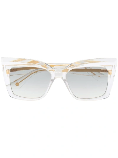 Shop Dita Eyewear Telemaker Square-frame Sunglasses In White