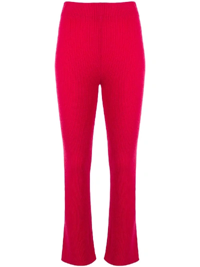 Shop The Elder Statesman Ribbed Cashmere Trousers In Pink