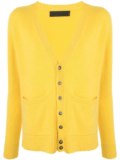 Shop The Elder Statesman V-neck Cashmere Cardigan In Yellow