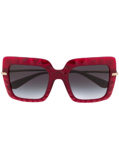 Shop Dolce & Gabbana Oversized Square-frame Sunglasses In Red