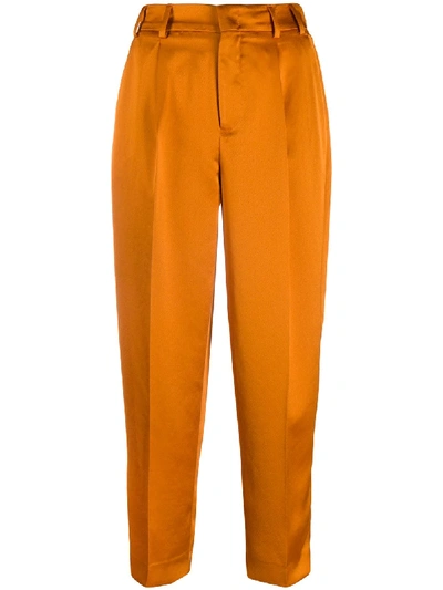 Shop Pt01 Cropped Pleated Trousers In Orange