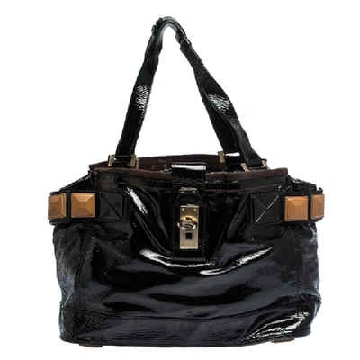CHLOÉ Pre-owned Black Patent Leather Audra Tote