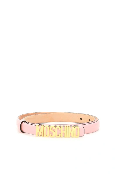 Shop Moschino Logo Buckle Belt In Pink