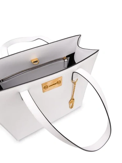 Shop Versace Safety Pin Tote Bag In White