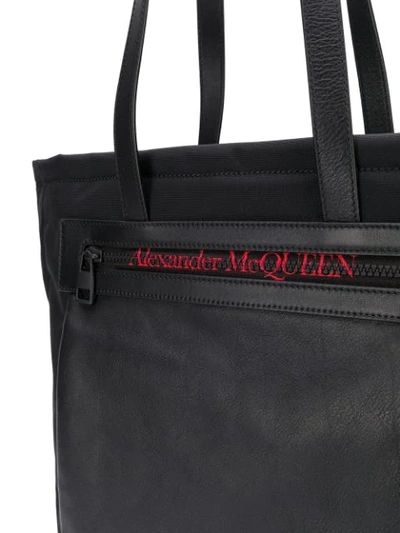 Shop Alexander Mcqueen Printed Logo Tote Bag In Black
