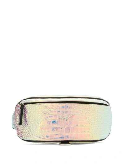 Shop Giuseppe Zanotti Mirto Embossed Belt Bag In Silver