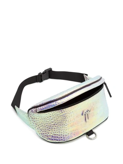 Shop Giuseppe Zanotti Mirto Embossed Belt Bag In Silver