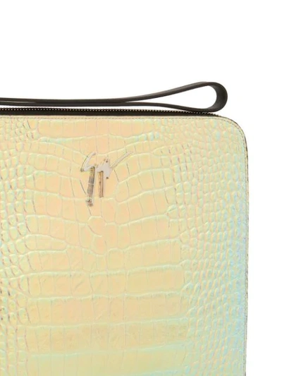 Shop Giuseppe Zanotti Fabian Embossed Clutch Bag In Silver