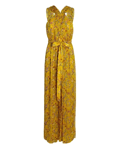 Shop Alexis Janina Floral Wide-leg Jumpsuit In Yellow