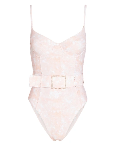 Shop Weworewhat Danielle Marbled One-piece Swimsuit In Pink