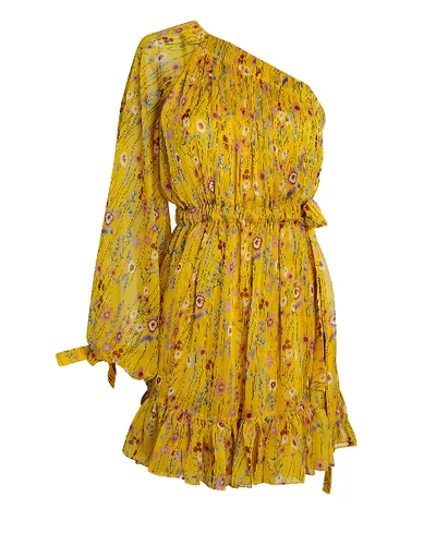 Shop Alexis Edyta Floral One-shoulder Dress In Yellow